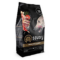 СРОК 06.2024!! Сухой корм Savory Fresh Duck & Rabbit для собак всех пород со свежим мясом утки и кроликом 3 кг