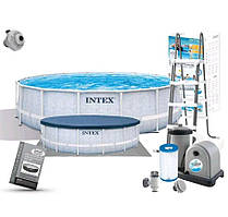 Басейн каркасний INTEX 26746 тент, підстилка, драбина, фільтр-насос 5678 л/год, 19156 л р.488х122 см