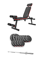 Набір Hop-Sport Premium 69кг з лавою HS-2040 HB та штангою