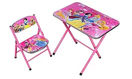 Дитячий складаний столик і стілець Bambi A19-MERM, Принцеси, Рожевий