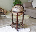 Підлоговий глобус-бар двоярусний на коліщатках "Зодіак" дерев'яний зі сферою Ø330 мм, фото 3