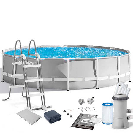 Каркасний басейн Intex 26720 (427х107 см) (Картриджний фільтр 3785 л/год, драбина, тент, підстилка), фото 1