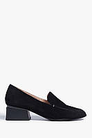Женские туфли замшевые черные на низком каблуке повседневные офисные S1087-22-R019A-9 Lady Marcia 3324