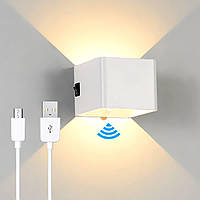 Аккумуляторный белый настенный светильник с USB-портом и датчиком движения. Внутренний свето, Amazon, Германия