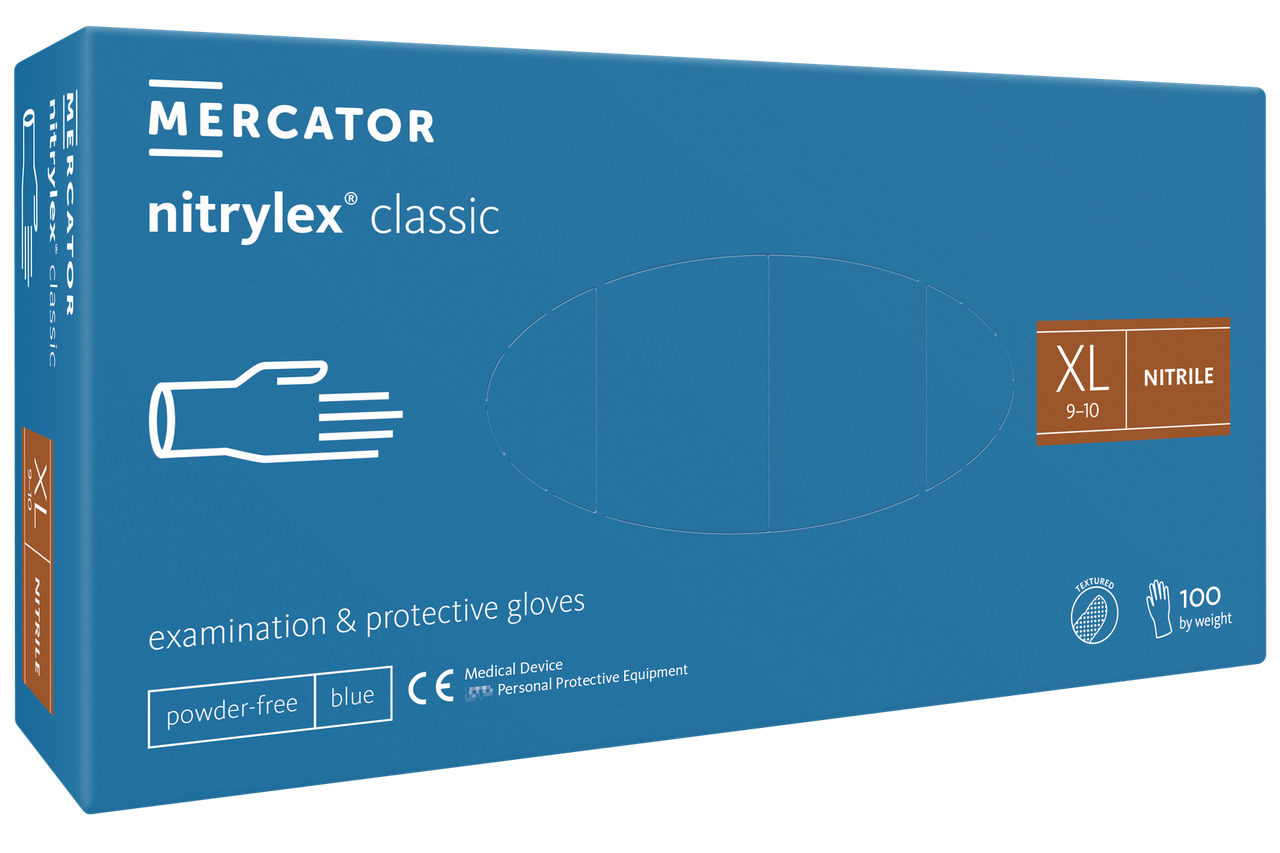 Рукавички нітрилові Nitrylex Classic без пудри 100шт XL