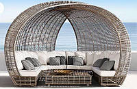 Садовый диван-бунгало плетеный из искусственного ротанга 3000х1500х2500мм Калипсо