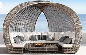 Садовий диван-бунгало плетений зі штучного ротанга 3000х1500х2500мм Каліпсо