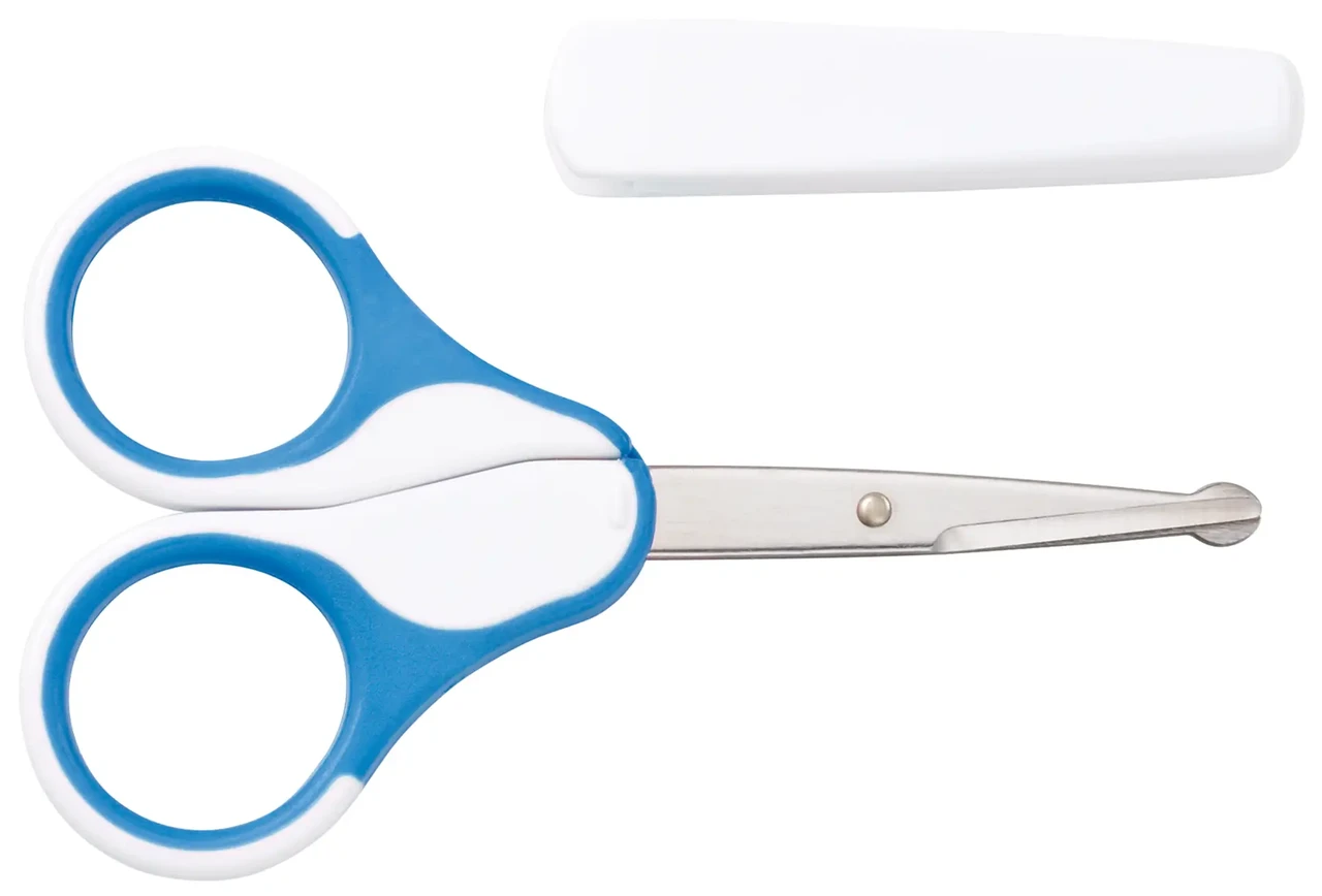Ножиці безпечні з ковпачком голубі  Baby-Nova, фото 1