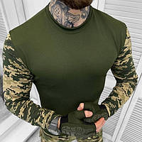 Камуфляжный мужской базовый лонгслив Coolpass, тактическая военная кофта пиксель-олива Coolpass
