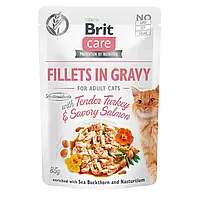 Влажный корм для кошек Brit Care Cat pouch 85 г филе индейки и лосося в соусе