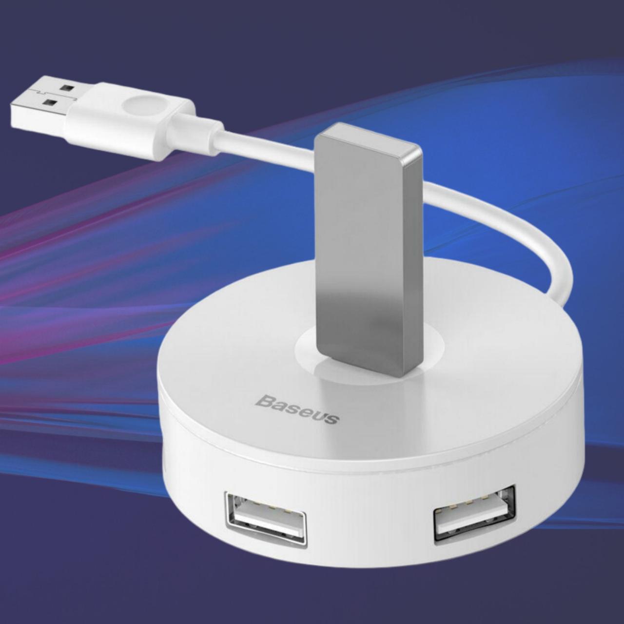 Розгалужувач хаб перехідник Baseus HUB adapter USB to 1хUSB 3.0 3хUSB2.0 1х Micro USB для ноутбука комп'ютера Білий