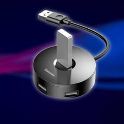 Розгалужувач хаб перехідник Baseus HUB adapter USB to 1хUSB 3.0 3хUSB2.0 1х Micro USB для ноутбука комп'ютера Білий