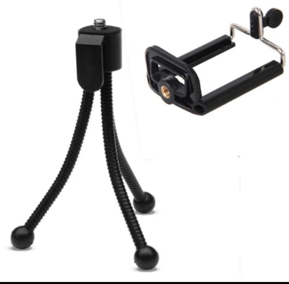 2 в 1 Набір Універсальний гнучкий металевий міні-штатив для смартфона + розсувний тримач восьминіг, фото 1