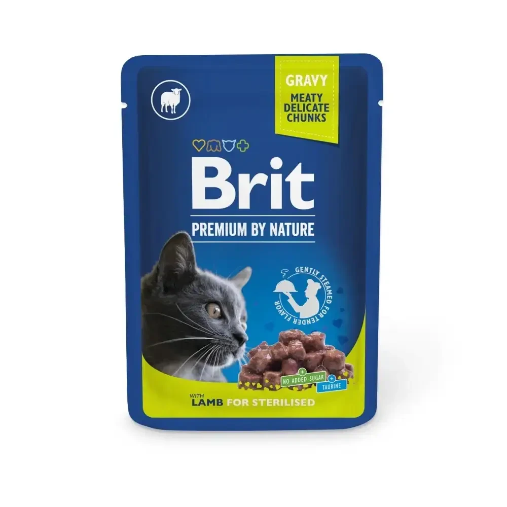 Вологий корм для котів Brit Premium Sterilised pouch 100 г ягнятина
