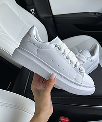 Жіночі кросівки Alexander McQueen White Взуття Олександр Макквін білі шкіряні модні кеди