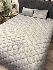 Покривало сіре з подушками  220/240