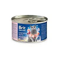 Влажный корм для кошек Brit Premium Chicken & Hearts 200 г паштет с курицей и сердцем