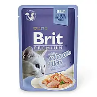 Влажный корм для кошек Brit Premium Cat Salmon Fillets Jelly pouch 85 г филе лосося в желе