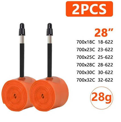 Велокамера ThinkRider для шосейних велосипедів 700 x 18/32C F/V (пара) TPU, фото 1