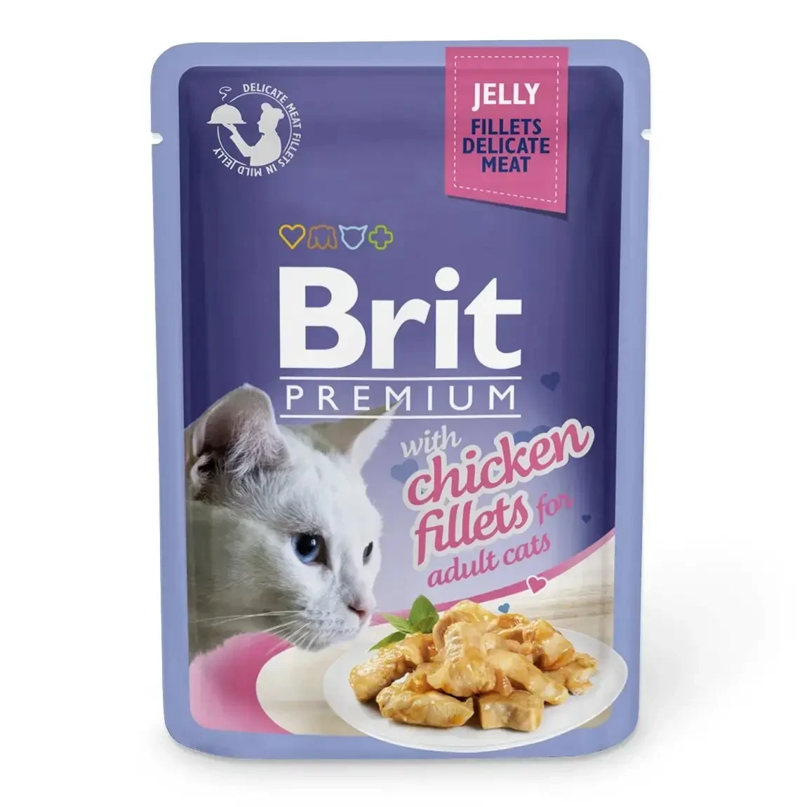 Вологий корм для котів Brit Premium Cat Chicken Fillets Jelly pouch 85 г філе курки в желе