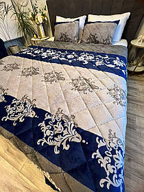 Покривало з синім візерунком з подушками  220/240