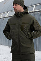 Мужская тактическая Куртка Softshell с Флисовой подкладкой олива