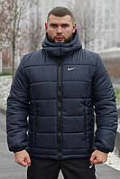 Стильный мужской синий пуховик Nike, теплая синяя мужская куртка Найк на холодную зиму M