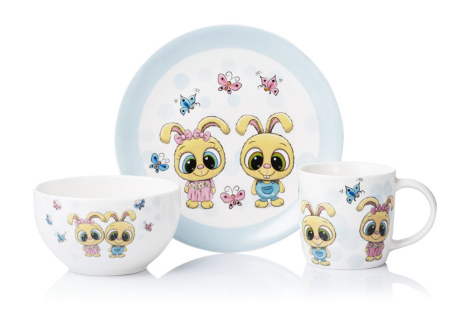 Набір дитячого посуду Ardesto Bunnies 3 предмети, порцеляна