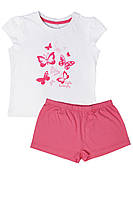 Детская летняя пижама для девочки в бабочки 98-104 белый-розовый Palomino