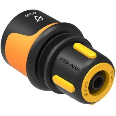 Конектор для шланга Fiskars 9 мм (3/8") з аквастопом (1027078)