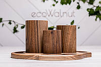 Настольный деревянный органайзер - подставка для канцелярии «Вулкан» из дуба с логотипом Индивидуальная гравировка, Из древесины ореха