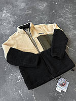 Мужская куртка Columbia плюшевая демисезонная, барашковый бомбер без капюшона весна осень беж