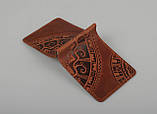 Шкіряний затискач для купюр з орнаментом "Етно", фото 4