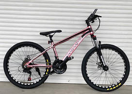 Велосипед алюмінієвий гірський TopRider-680 24" рама 14" рожевий + крила у подарунок!