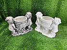 Фігура пара білих садових гномів з діжкою, кумедні паркові скульптури гномів, набір гномів для саду білого кольору, фото 2