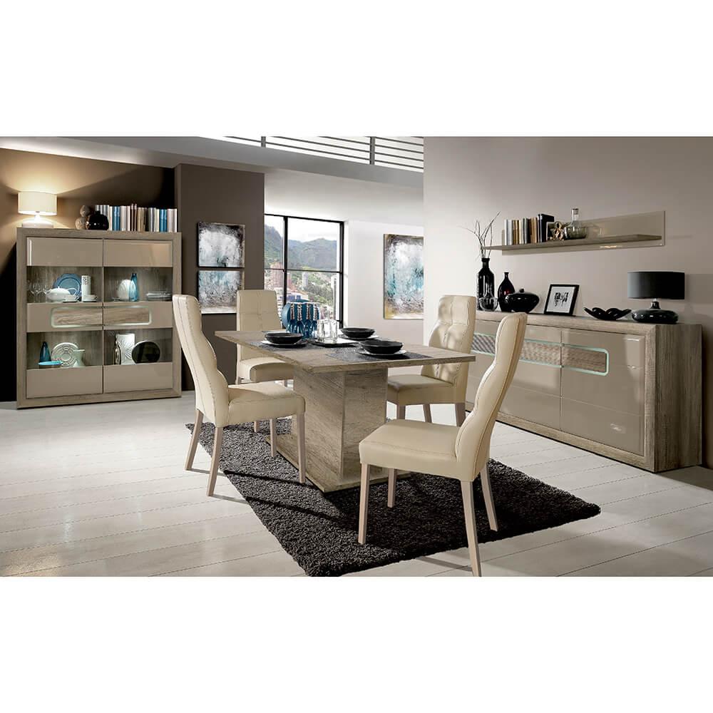 Стильний комплект меблів з підсвічуванням Tiziano дуб античний та бежевий глянець для столової кімнати, фото 1