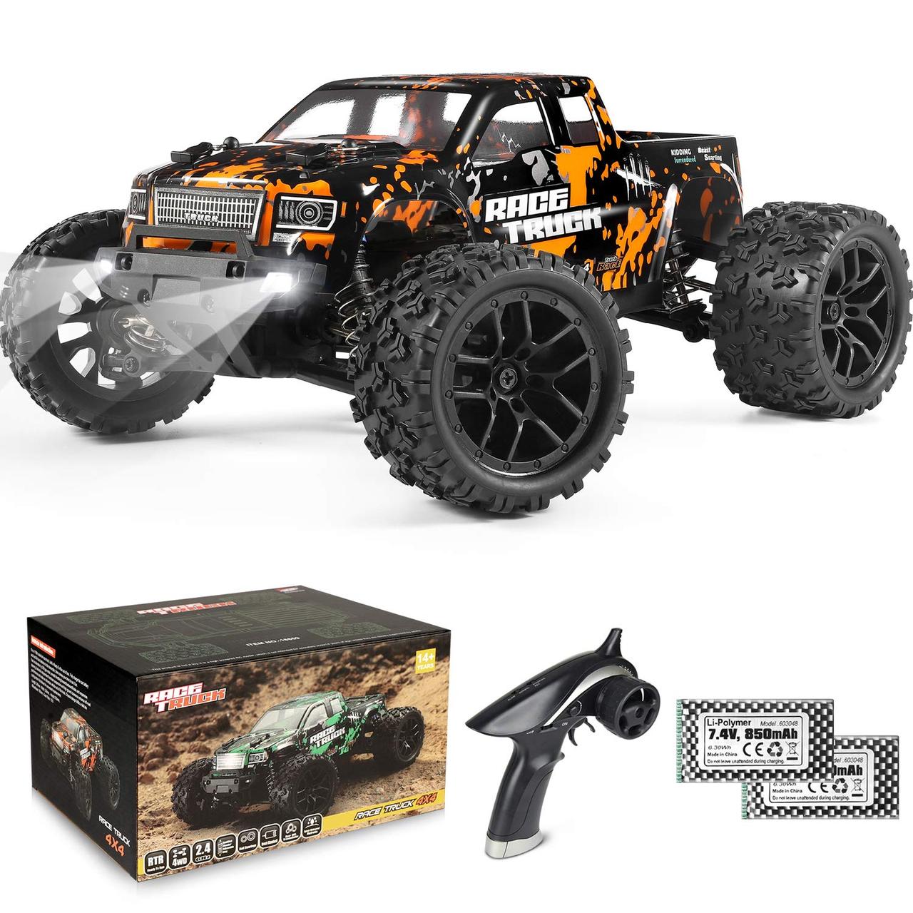 Масштаб 1:18 RC Monster Truck 18859E 36 км/год Швидкість 4X4 Позашляхова вантажівка з дистанційним керуванням, Водонепроникні раді