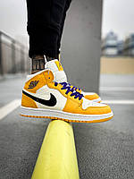 Nike Air Jordan мужские весенние/осенние желтые кроссовки на шнурках. Демисезонные мужские кожаные кроссы