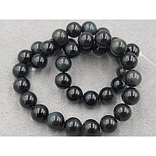Намистини Обсидіан 10мм, колір чорний