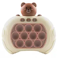Электронная деткая игрушка антистресс тренажер для рук Pop it PRO Мишка бежевый на батарейках
