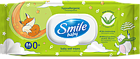 Серветки вологі Smile Baby для дітей Екстрат Алоє 0+ №84  1/12