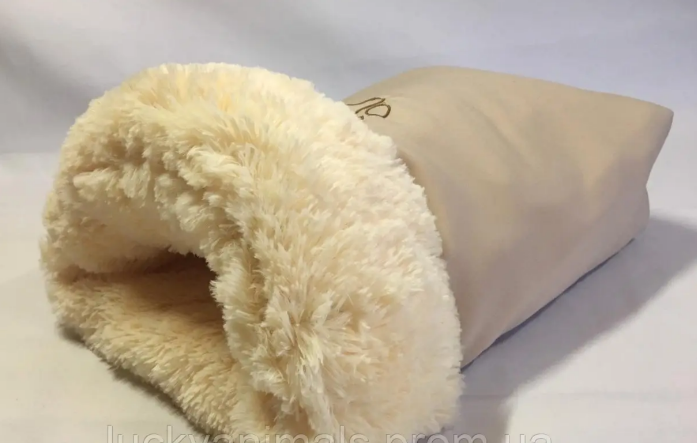 Лежанка ліжечко норка подушка пуф лежак з хутром трава собак котів 50х100 см