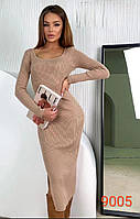 Стильное женское платье машинная вязка однотонное размер 42-46,цвет миксом