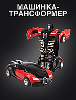 Игрушечная машиа-трансформер с пультом Bugatti Robot Car Size 1:18 красная