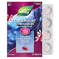 Препарат от простуды на основе пеларгонии Nature's Way "Umcka ColdCare Cherry" с вишневым вкусом (20 таблеток)