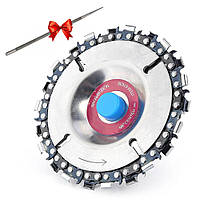 Пильный диск для болгарки + Подарок Напильник для заточки цепи / Цепной диск для УШМ с зубчатой цепью