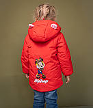Дитяча демісезонна куртка на флісі з вишивкою для дівчинки весна/ осінь, подовжена Осіння демі курточка від 1 року- червона 80, фото 7