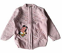 Вязанная кофта для девочки 80 - 86 см на молнии розовая Турция