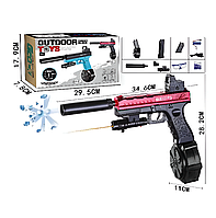 Пистолет детский на орбизе с дополнительным магазином на аккумуляторе. Красный
