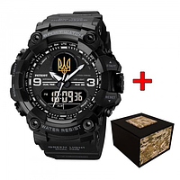 Часы наручные с логотипом Тризуб Patriot 001BKUAGD Чорні + Коробка.